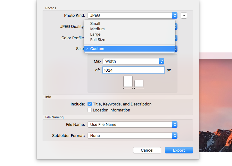 compress photos on mac for email apple